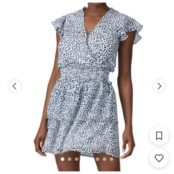 Slate & Willow Womens Blue/white Floral Layered Ruffle Boho‎ Coastal Vibe Large - Picture 7 of 12